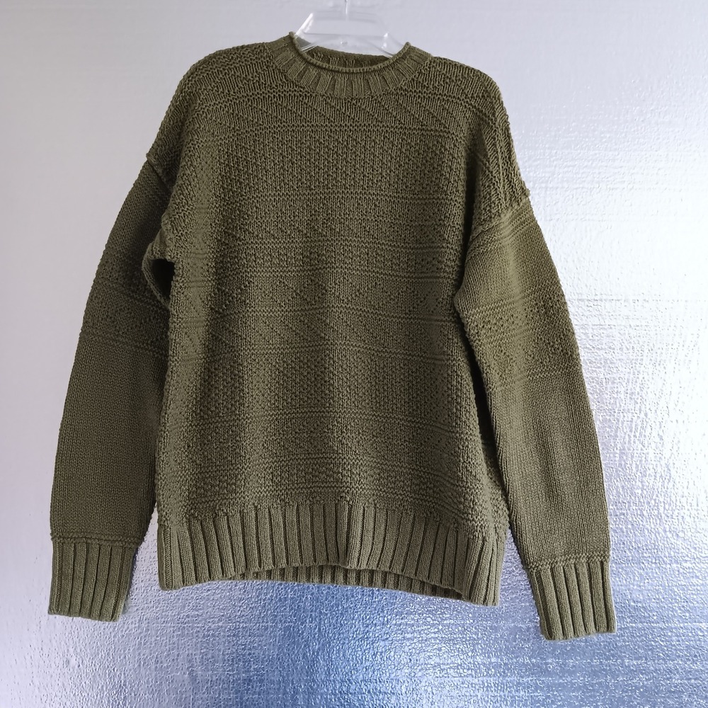 Polo Ralph Lauren Sweater Mens L Olive New Linen Cotton Blend Chunky Knit $398